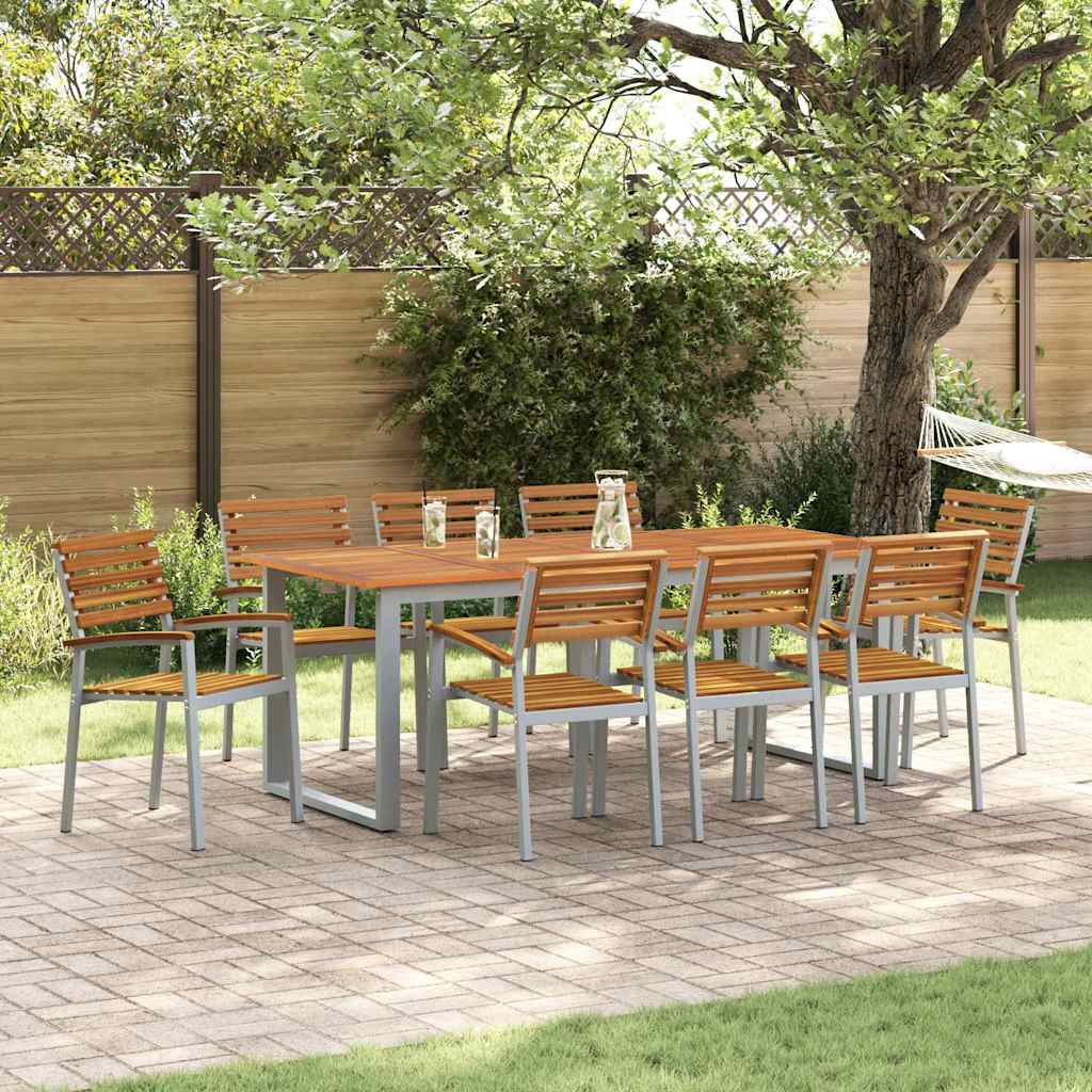 Garden Dining Set 5 pcs Grey and brown Solid acacia wood