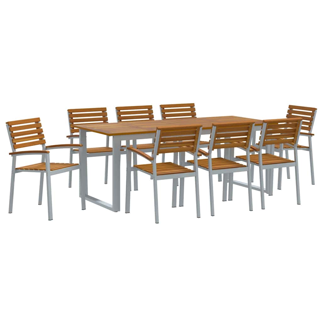 Garden Dining Set 5 pcs Grey and brown Solid acacia wood