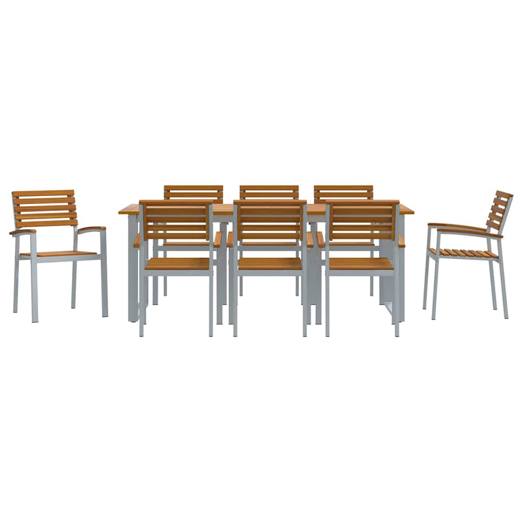 Garden Dining Set 5 pcs Grey and brown Solid acacia wood