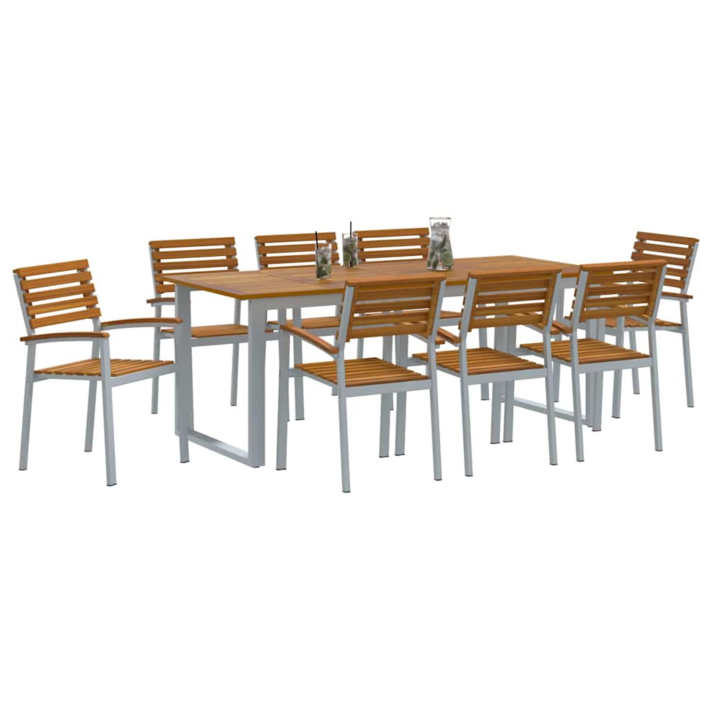 Garden Dining Set 5 pcs Grey and brown Solid acacia wood