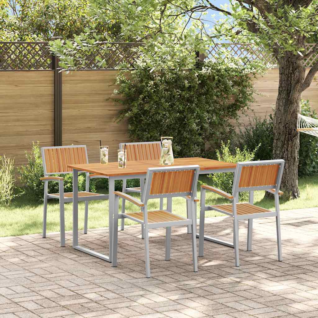 Garden Dining Set 5 pcs Grey and brown 140 x 80 x 75 cm