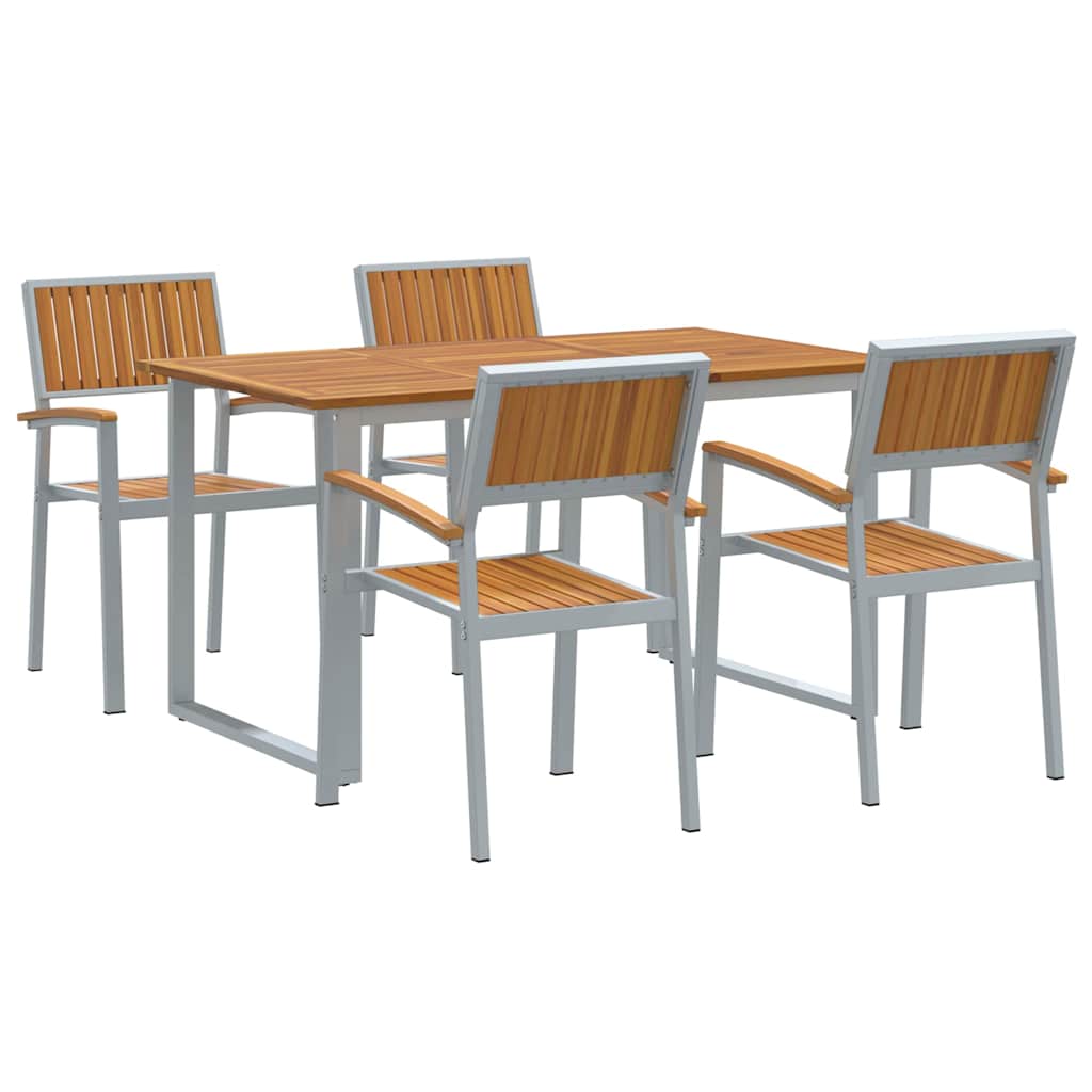 Garden Dining Set 5 pcs Grey and brown 140 x 80 x 75 cm