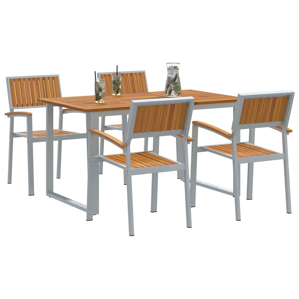 Garden Dining Set 5 pcs Grey and brown 140 x 80 x 75 cm