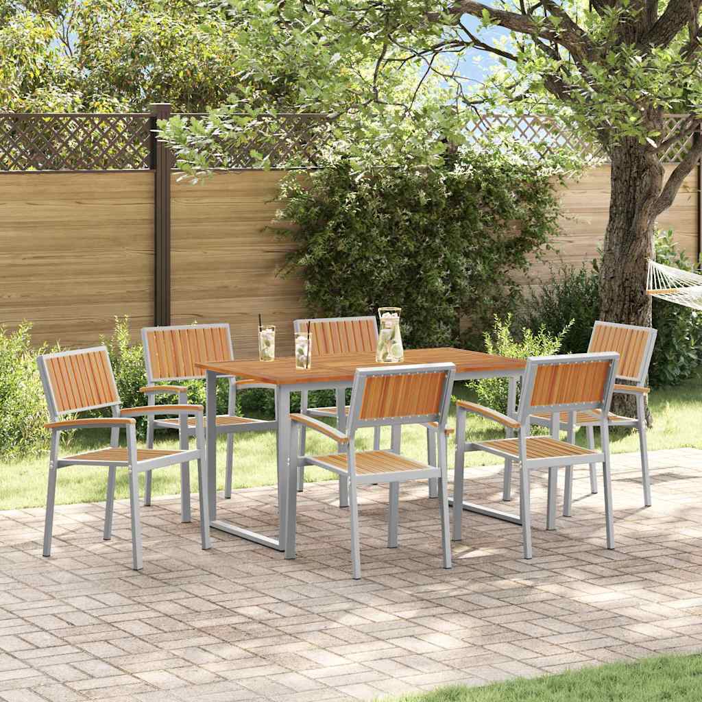 Garden Dining Set 7 pcs Grey and brown