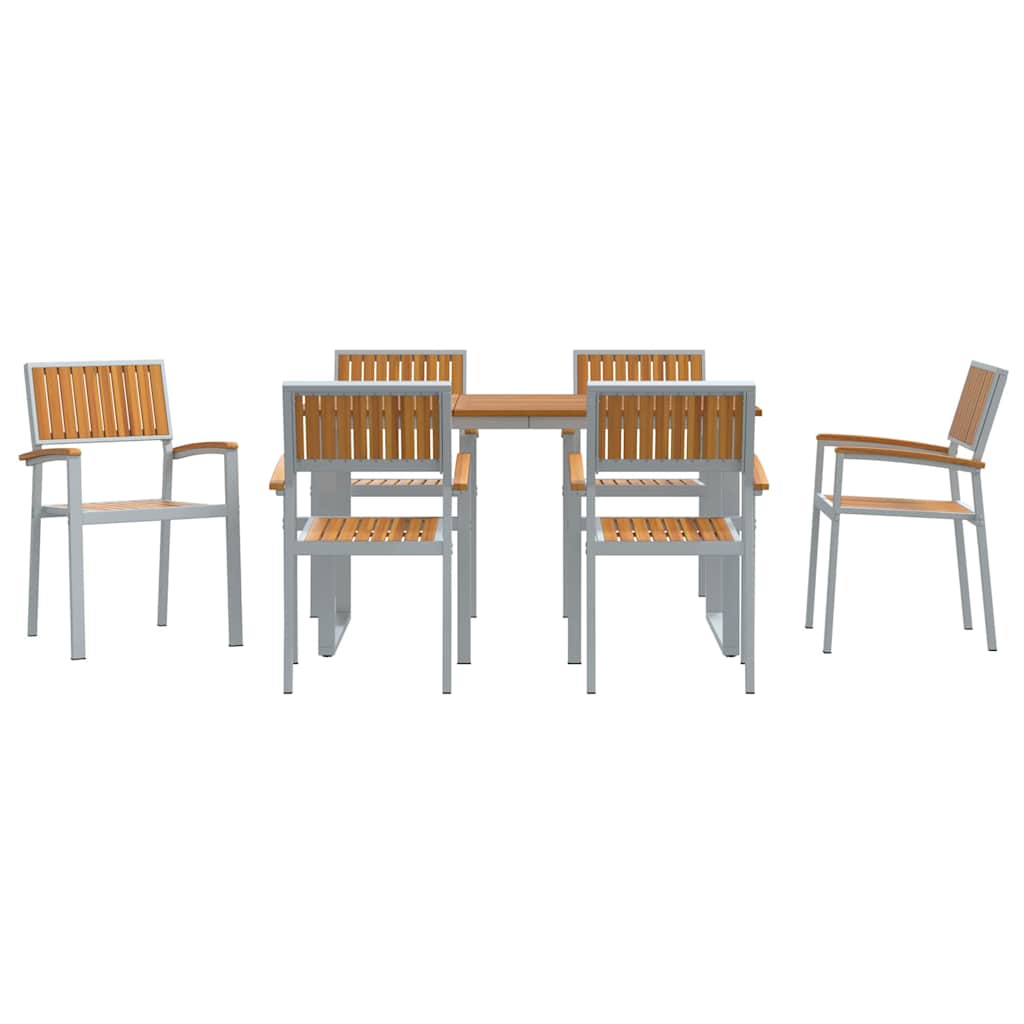 Garden Dining Set 7 pcs Grey and brown
