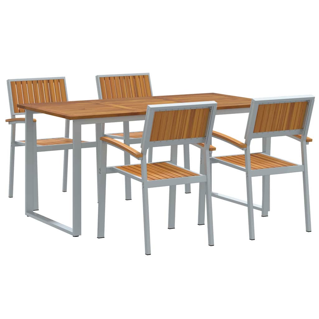 Garden Dining Set 5 pcs Grey and brown 160 x 80 x 75 cm