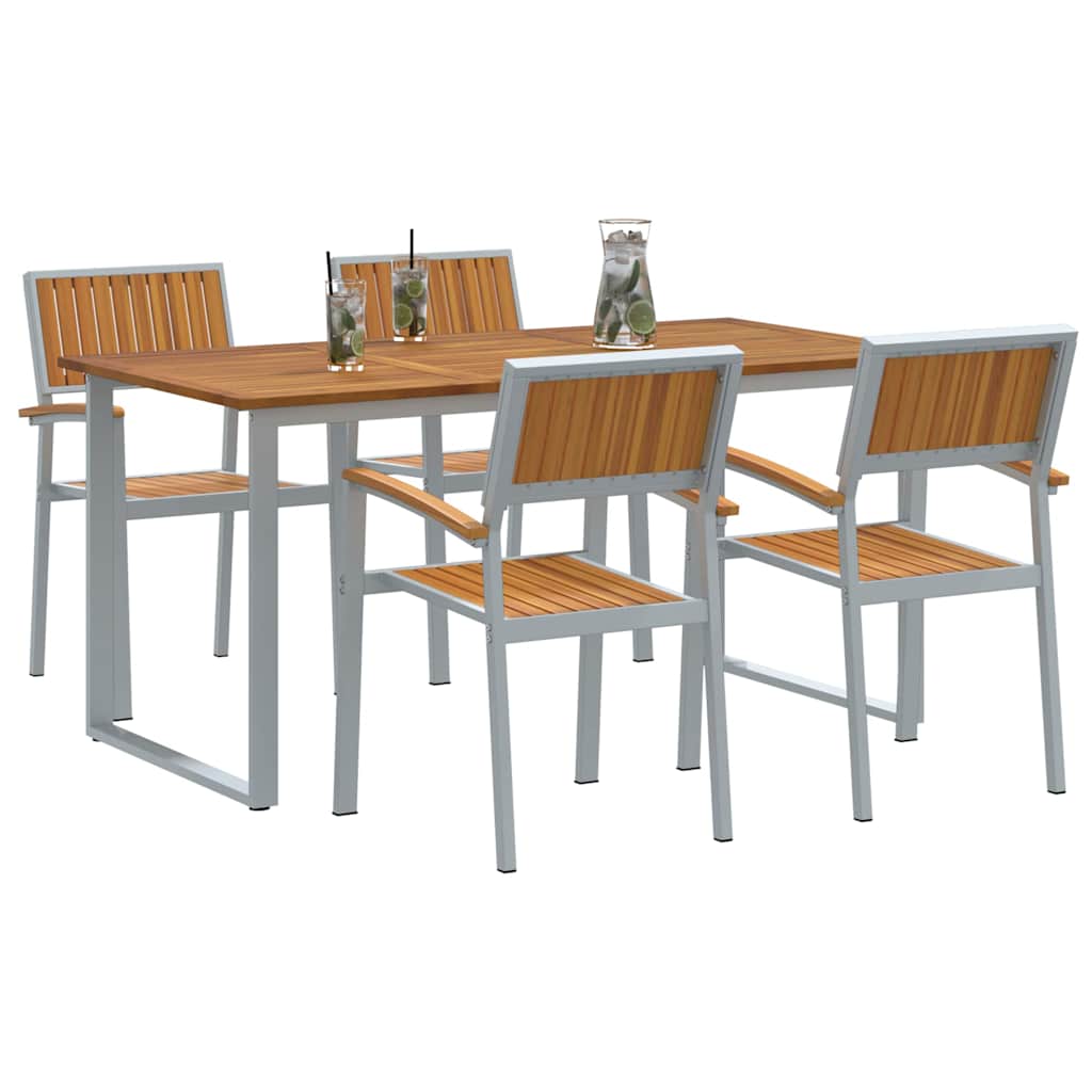 Garden Dining Set 5 pcs Grey and brown 160 x 80 x 75 cm