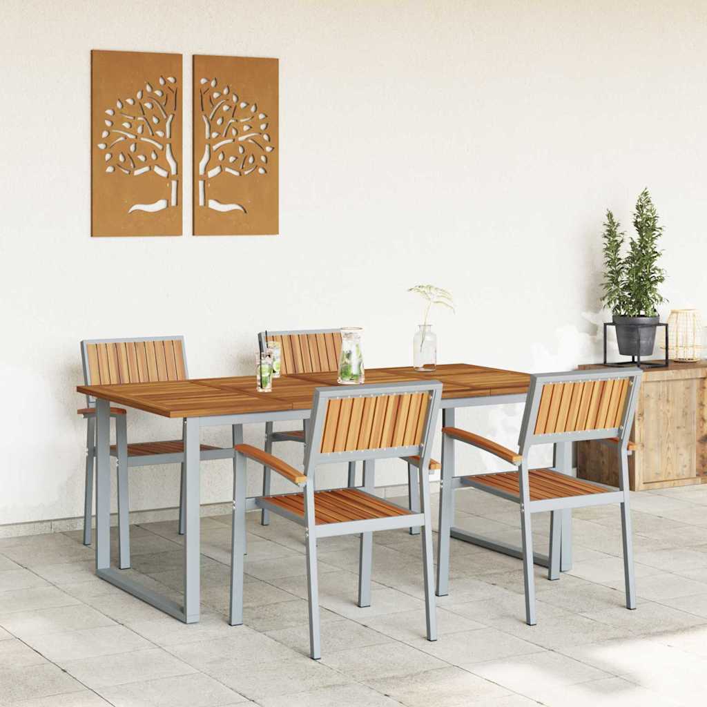 Garden Dining Set 5 pcs Grey and brown 180 x 90 x 75 cm
