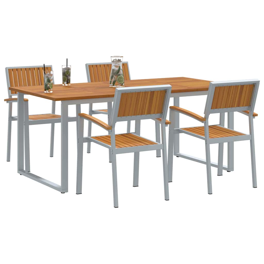 Garden Dining Set 5 pcs Grey and brown 180 x 90 x 75 cm