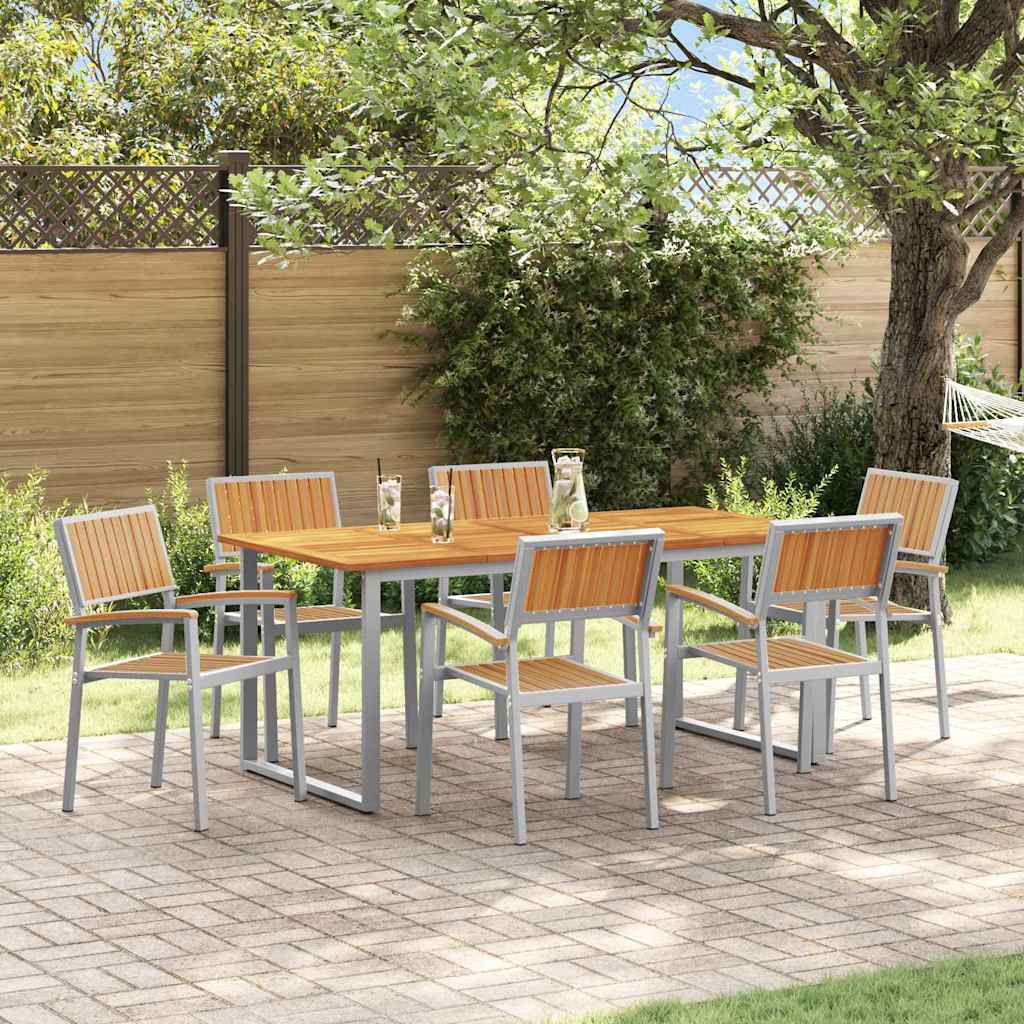 Garden Dining Set 7 pcs Grey and brown