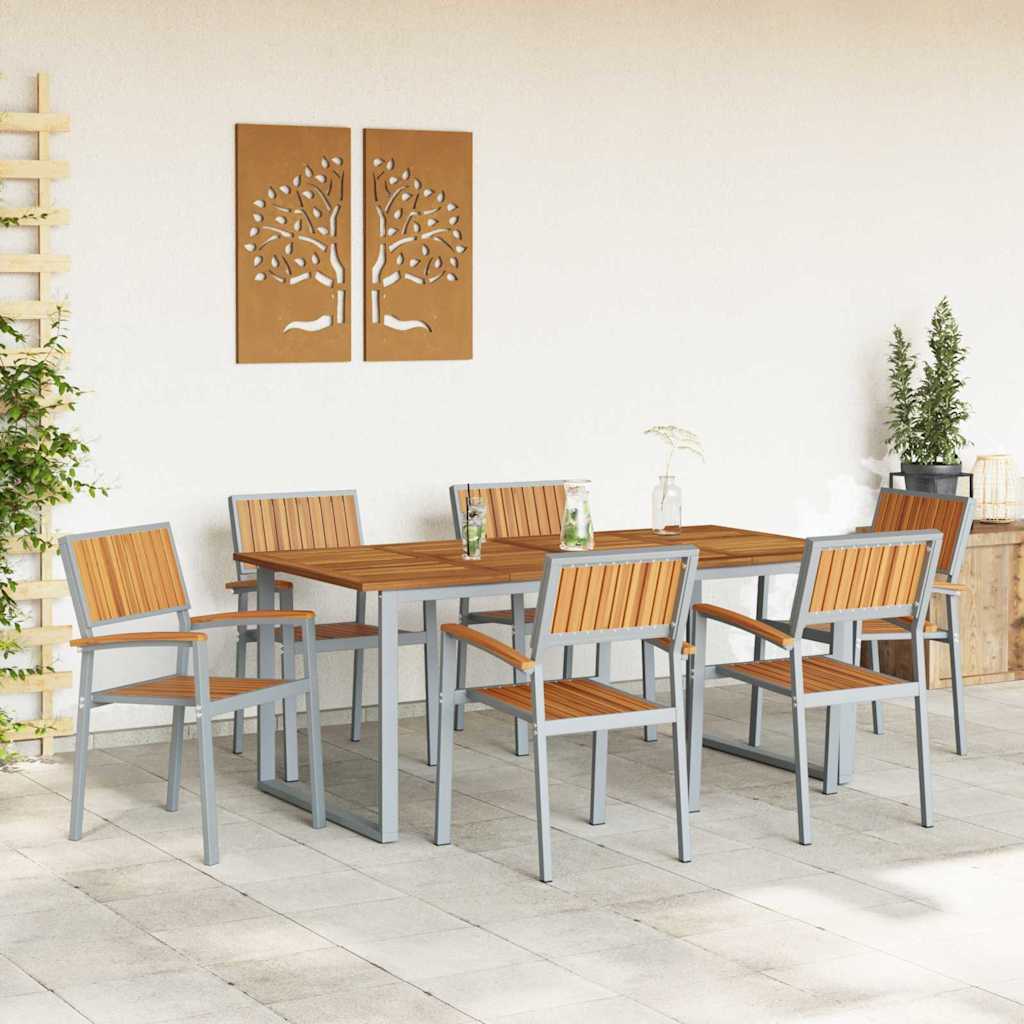 Garden Dining Set 7 pcs Grey and brown