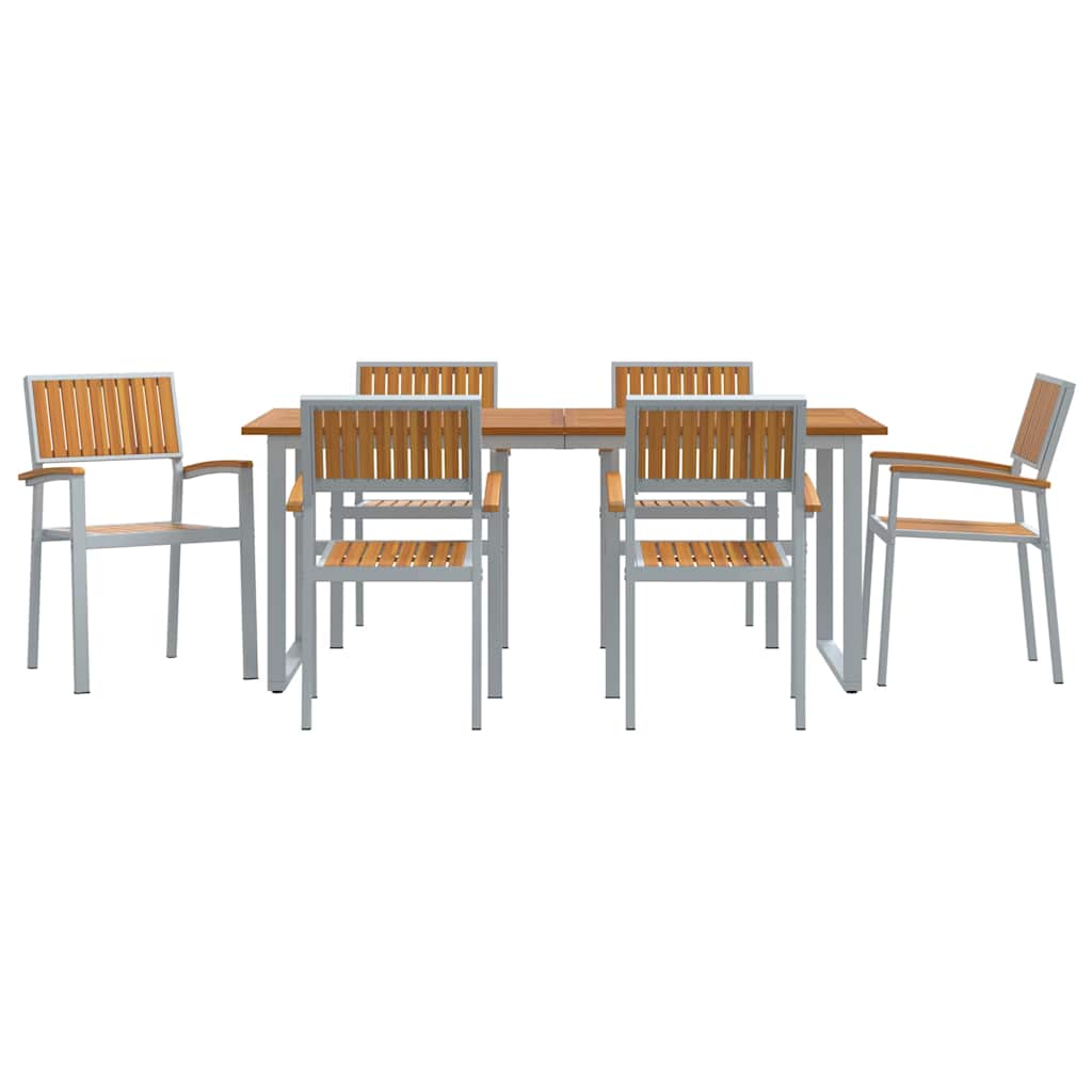 Garden Dining Set 7 pcs Grey and brown