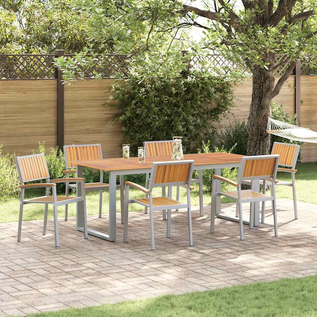 Garden Dining Set 7 pcs Grey and brown