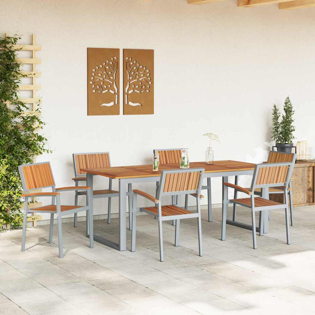 Garden Dining Set 7 pcs Grey and brown