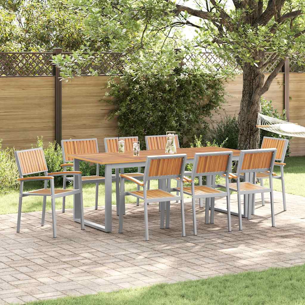 Garden Dining Set 9 pcs Grey and brown