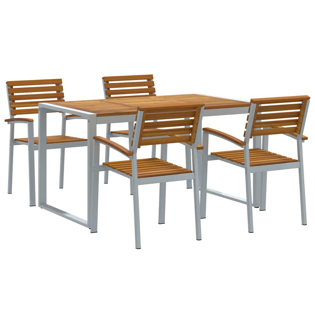 Garden Dining Set 5 pcs Grey and brown Solid acacia wood