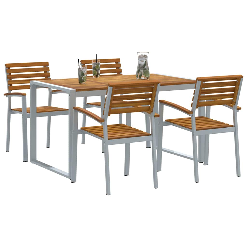 Garden Dining Set 5 pcs Grey and brown Solid acacia wood