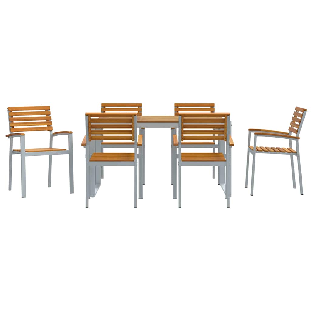 Garden Dining Set 7 pcs Grey and brown Solid acacia wood