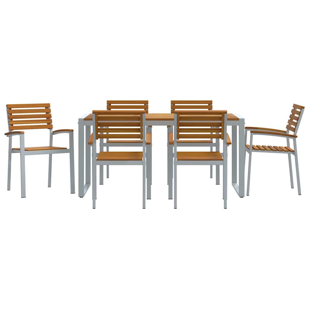 Garden Dining Set 7 pcs Grey and brown Solid acacia wood