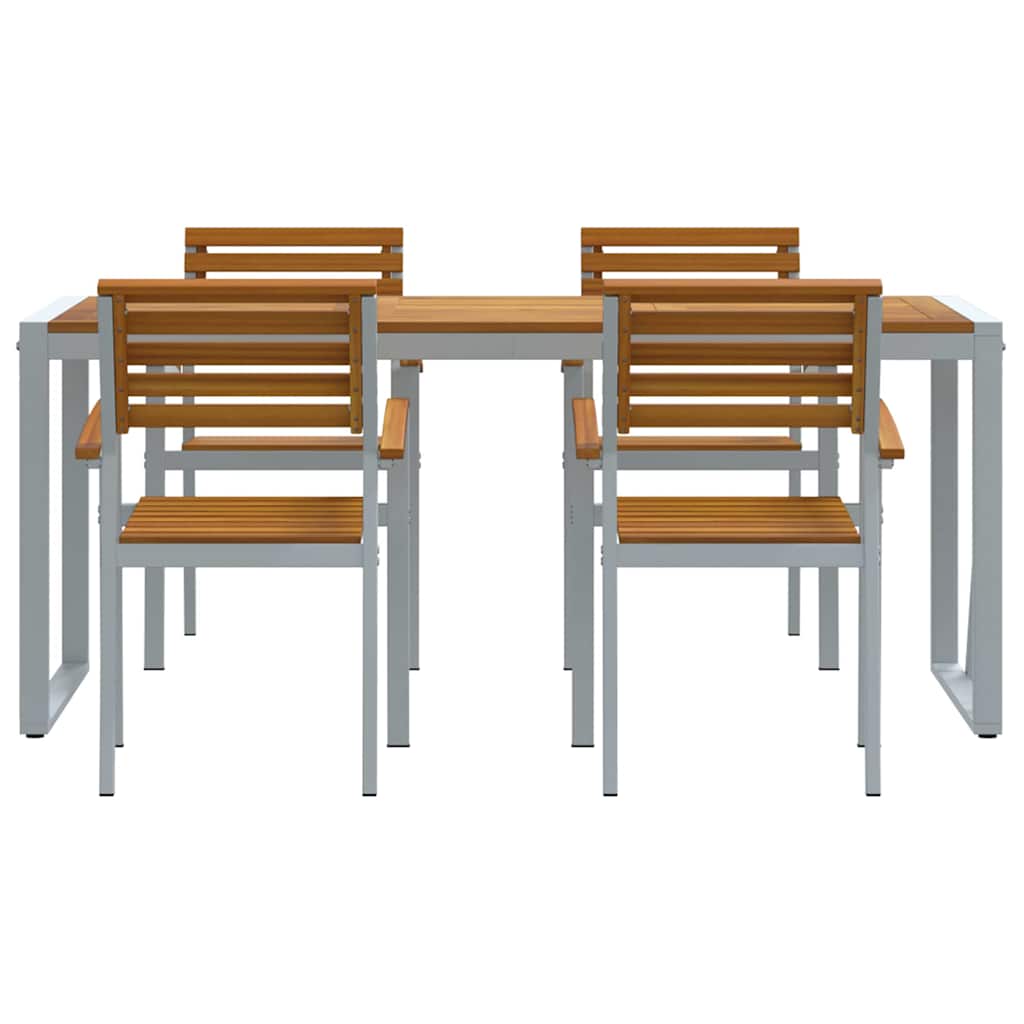 Garden Dining Set 5 pcs Grey and brown Solid acacia wood