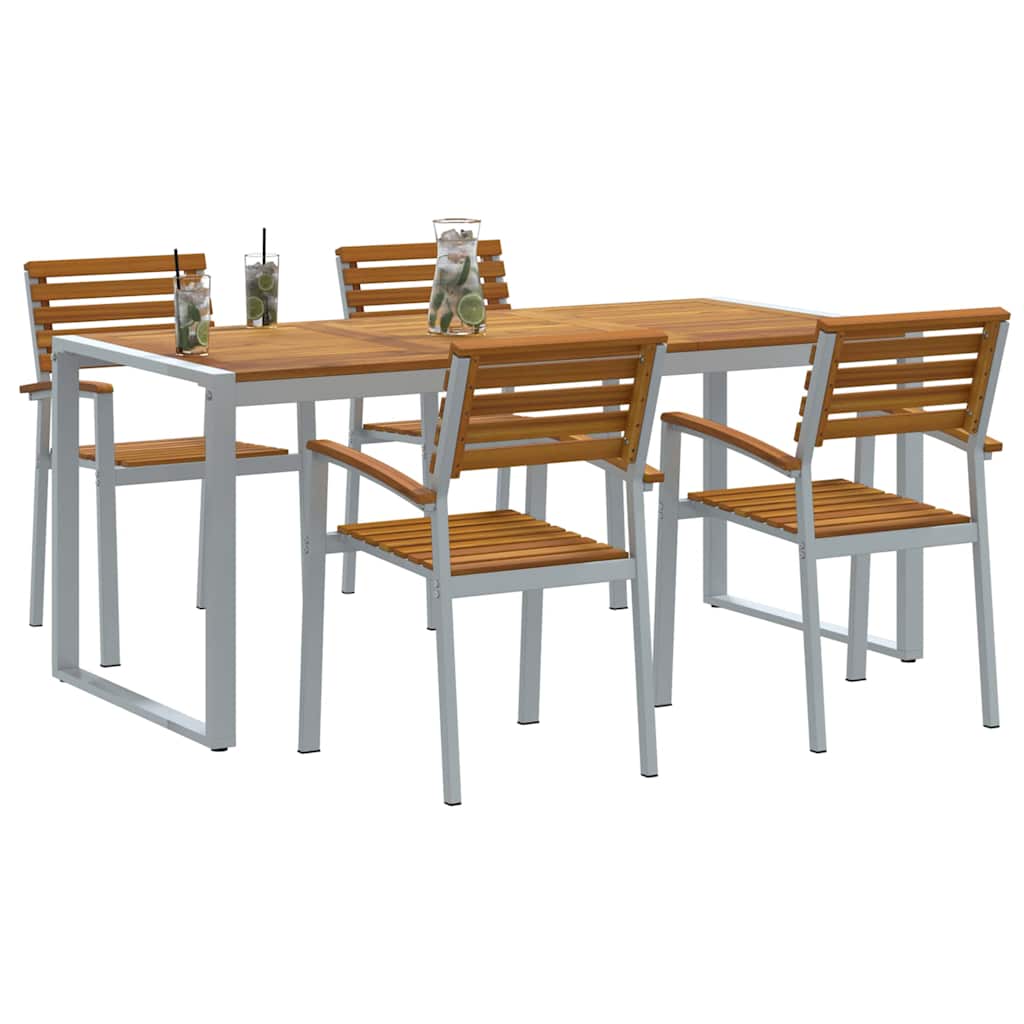 Garden Dining Set 5 pcs Grey and brown Solid acacia wood
