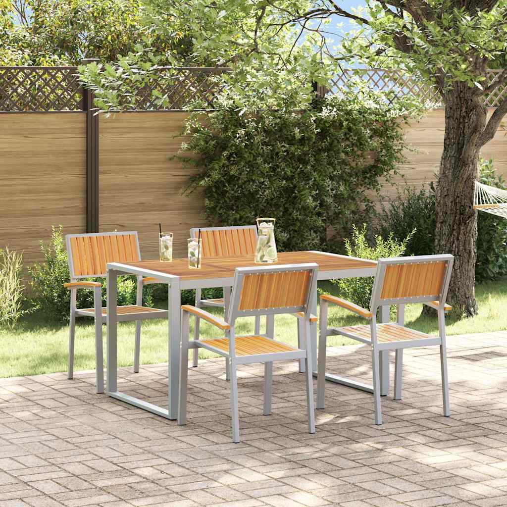 Garden Dining Set 5 pcs Grey and brown 140 x 80 x 75 cm