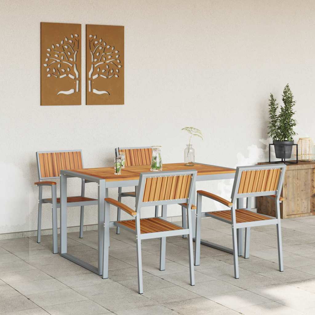 Garden Dining Set 5 pcs Grey and brown 140 x 80 x 75 cm