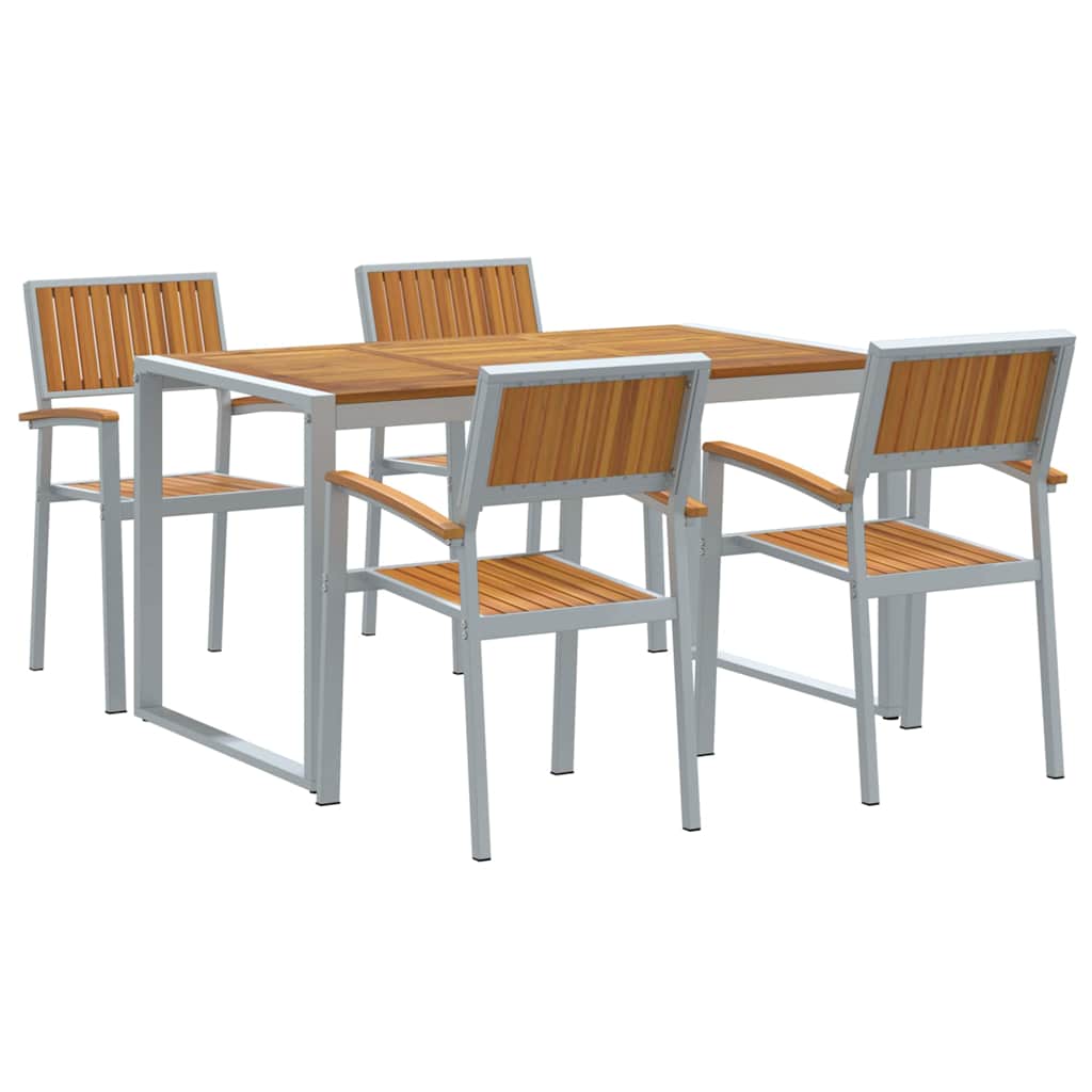 Garden Dining Set 5 pcs Grey and brown 140 x 80 x 75 cm