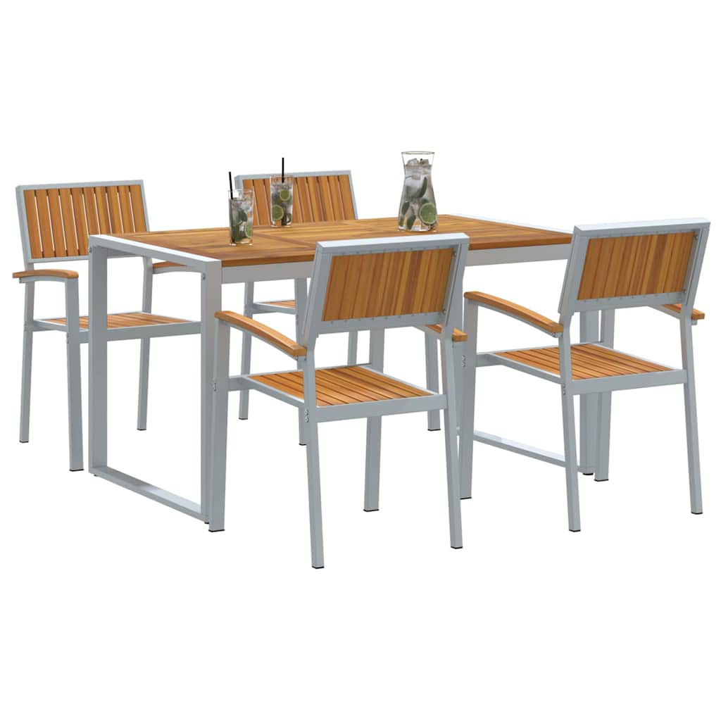 Garden Dining Set 5 pcs Grey and brown 140 x 80 x 75 cm