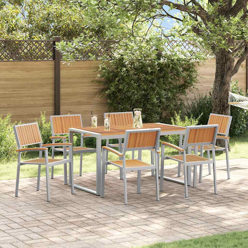 Garden Dining Set 7 pcs Grey and brown