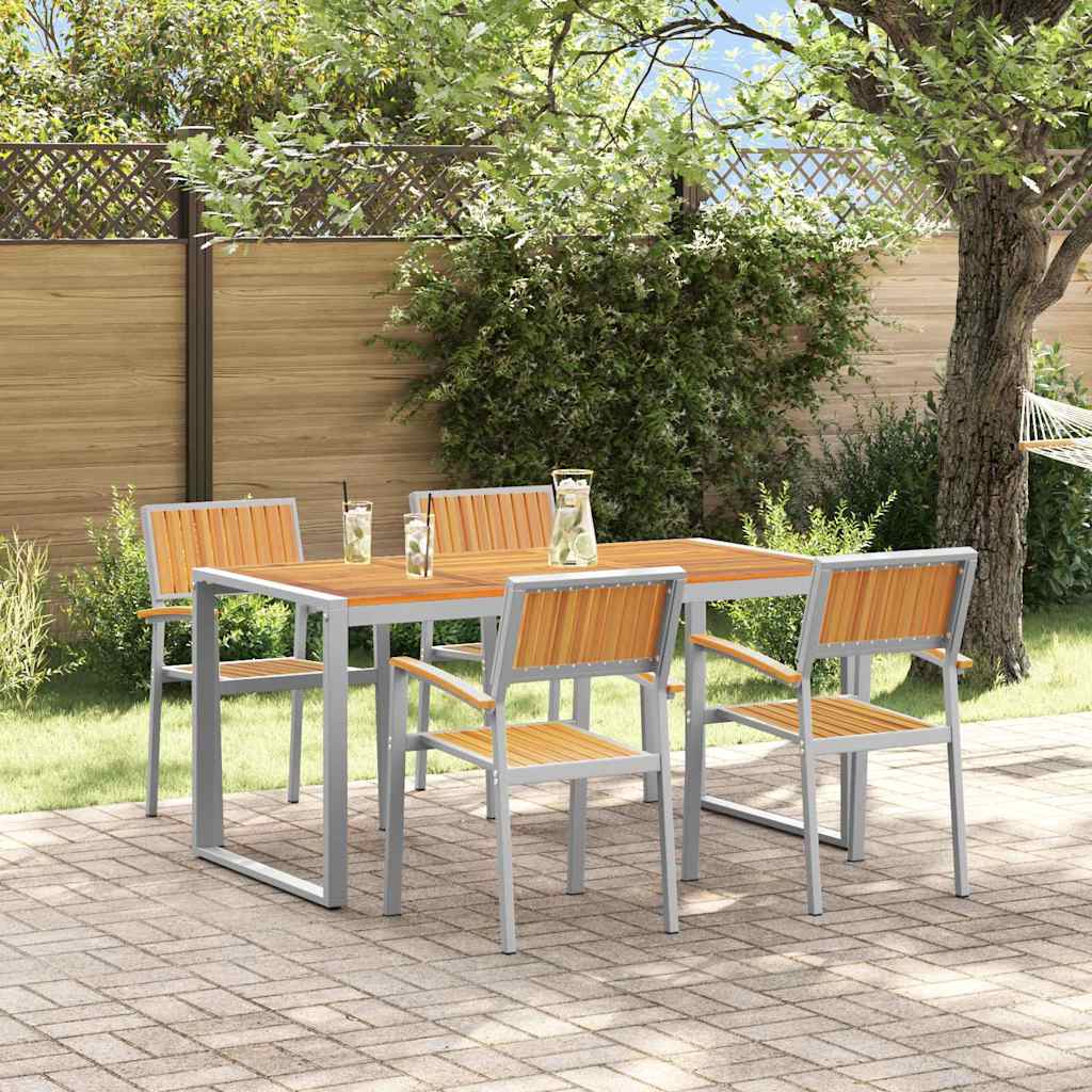 Garden Dining Set 5 pcs Grey and brown 160 x 80 x 75 cm