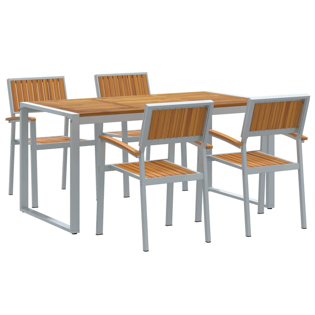 Garden Dining Set 5 pcs Grey and brown 160 x 80 x 75 cm
