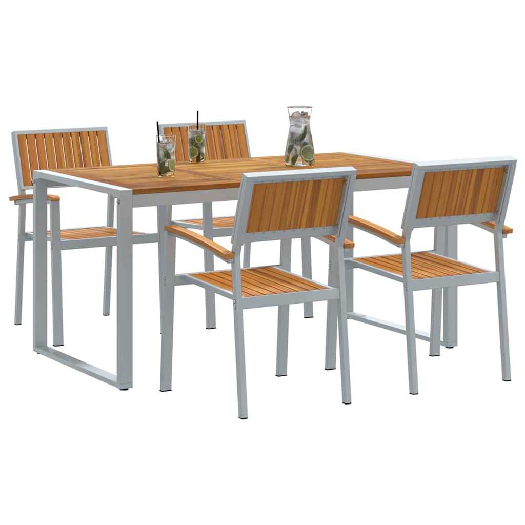 Garden Dining Set 5 pcs Grey and brown 160 x 80 x 75 cm