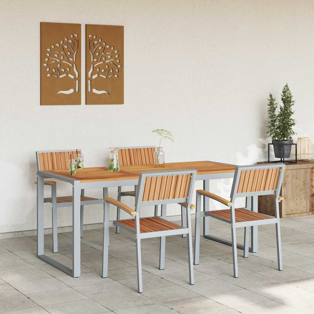 Garden Dining Set 5 pcs Grey and brown 180 x 90 x 75 cm