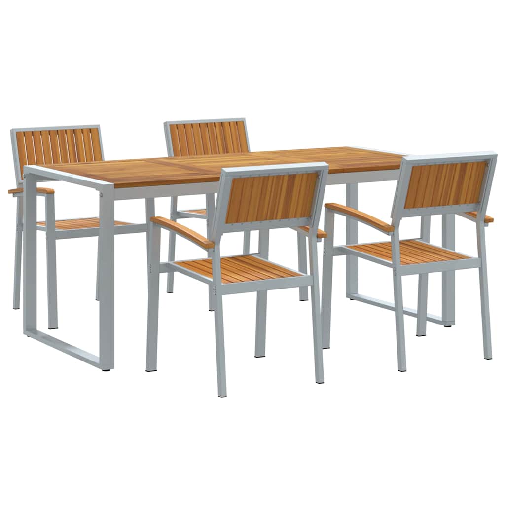Garden Dining Set 5 pcs Grey and brown 180 x 90 x 75 cm