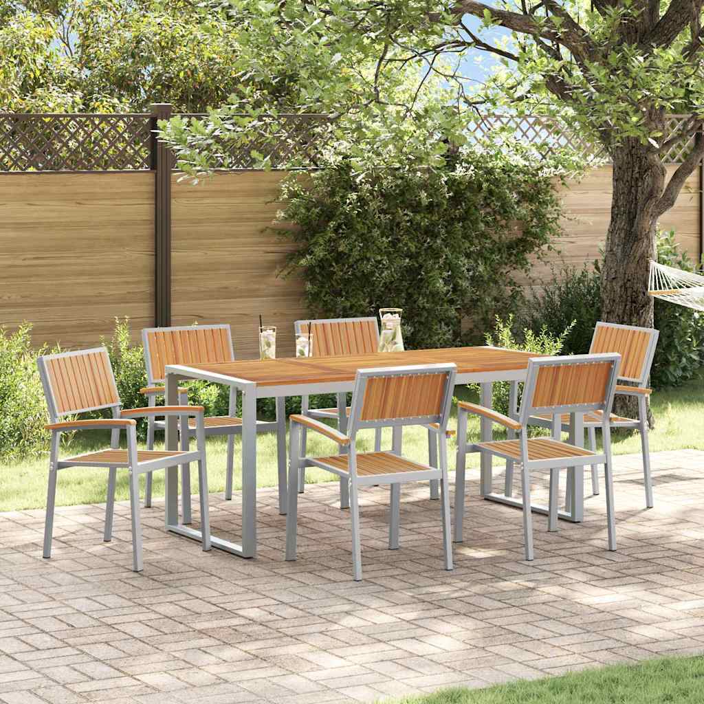 Garden Dining Set 7 pcs Grey and brown