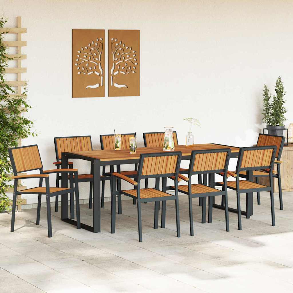 Garden Dining Set 9 pcs Black and brown