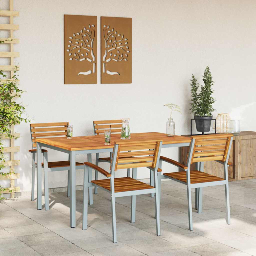 Garden Dining Set 5 pcs Grey and brown 150 x 90 x 75 cm