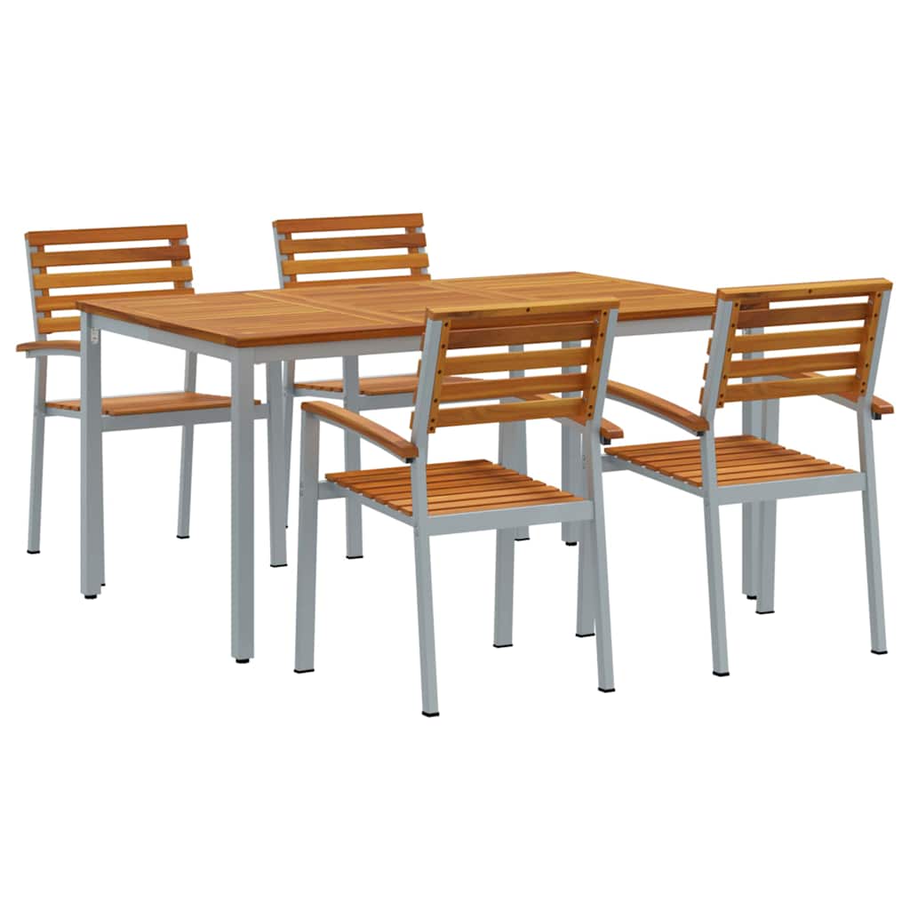Garden Dining Set 5 pcs Grey and brown 150 x 90 x 75 cm