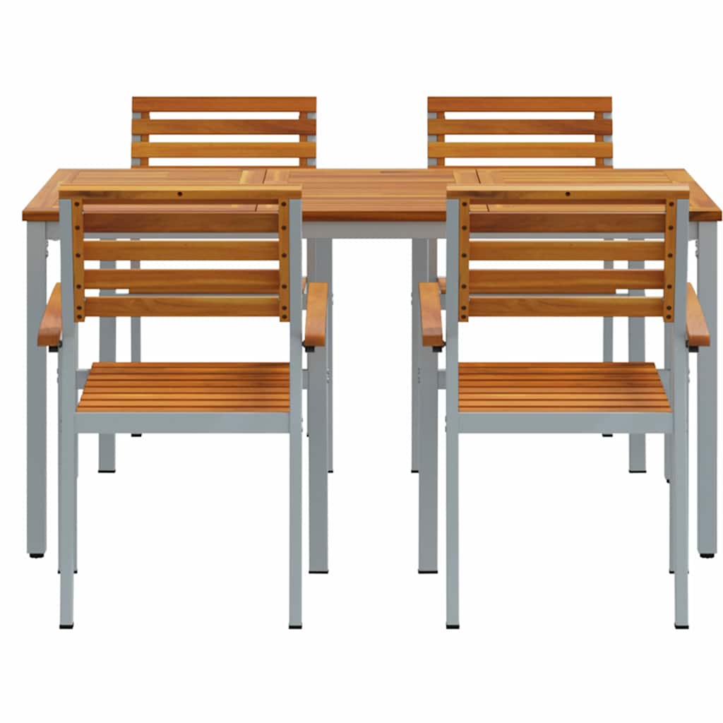 Garden Dining Set 5 pcs Grey Solid Acacia Wood