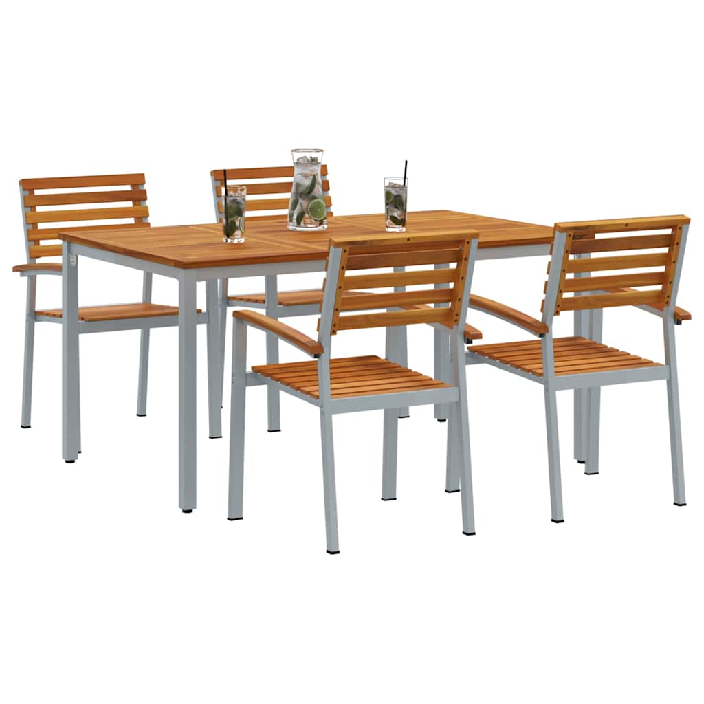 Garden Dining Set 5 pcs Grey Solid Acacia Wood