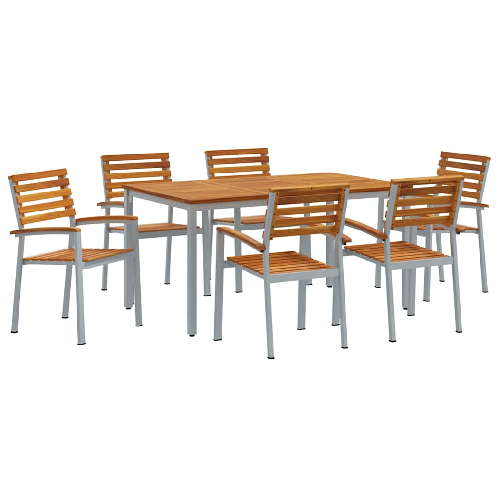 Garden Dining Set 7 pcs Grey and brown