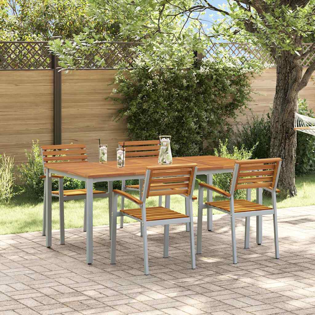 Garden Dining Set 5 pcs Grey and brown 180 x 90 x 75 cm