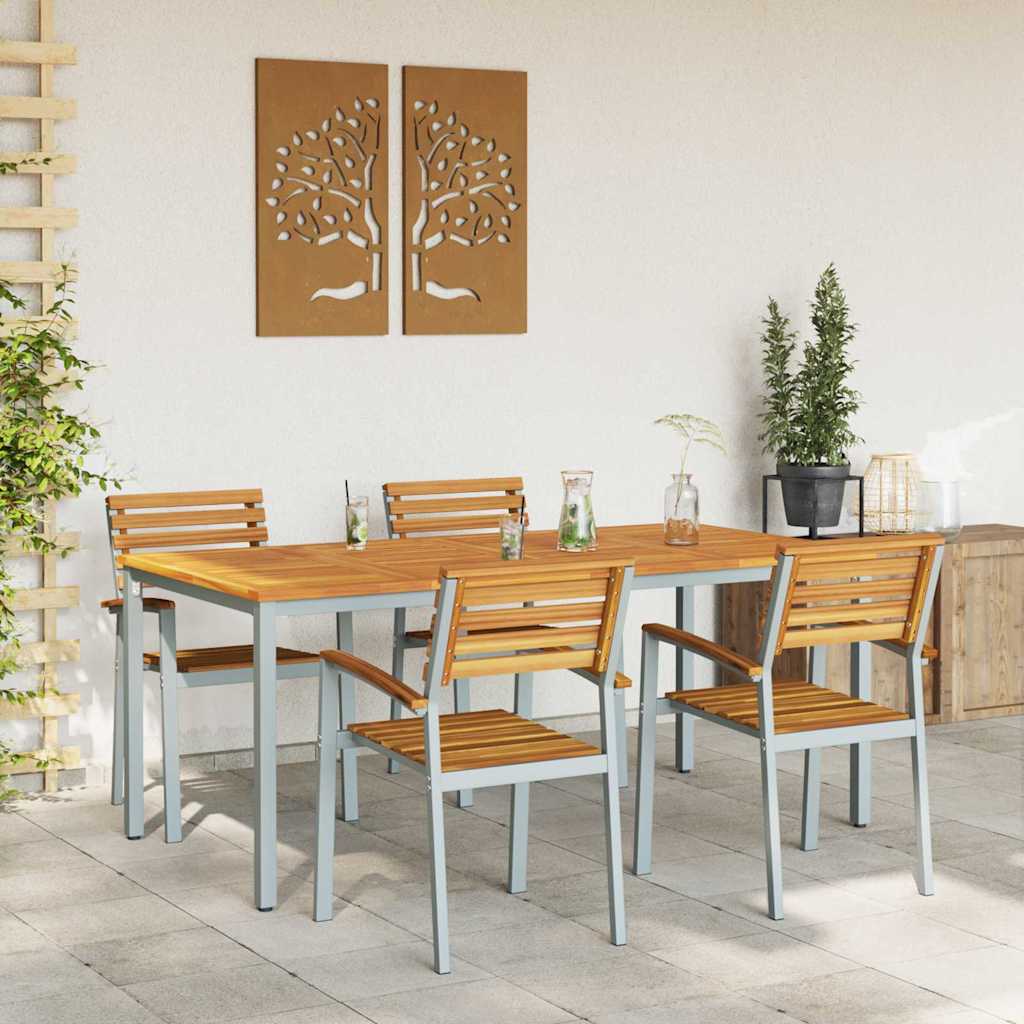 Garden Dining Set 5 pcs Grey and brown 180 x 90 x 75 cm