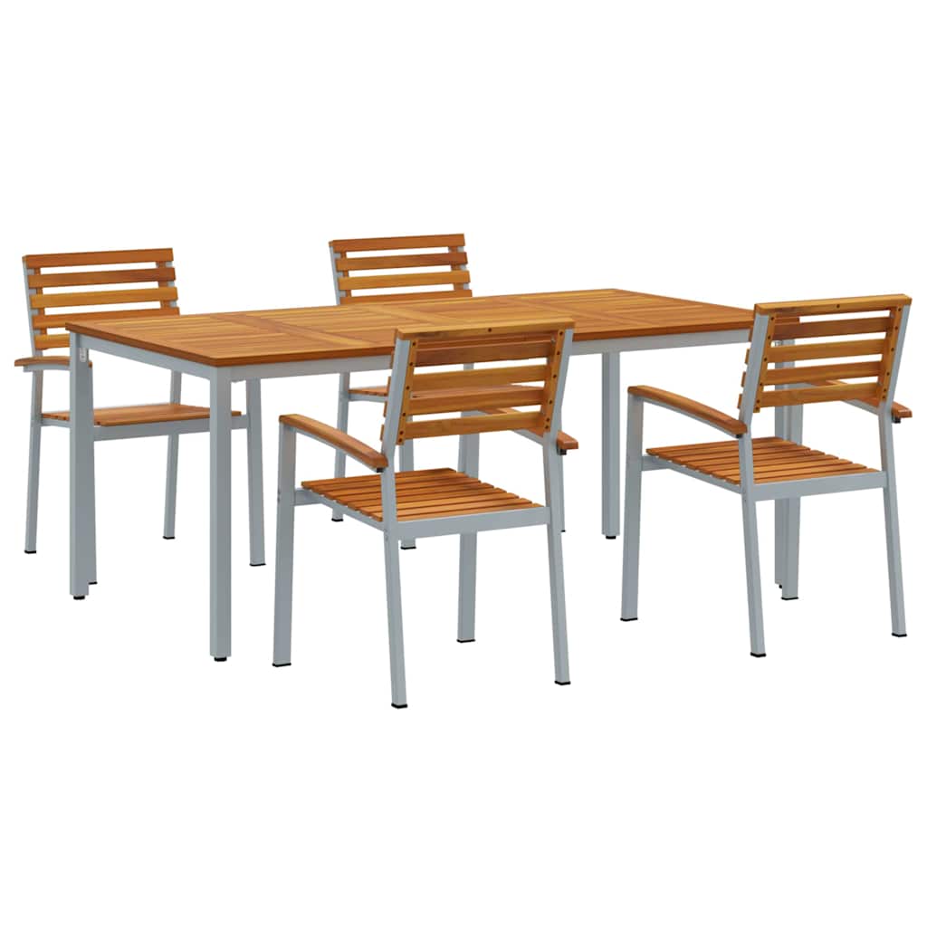 Garden Dining Set 5 pcs Grey and brown 180 x 90 x 75 cm
