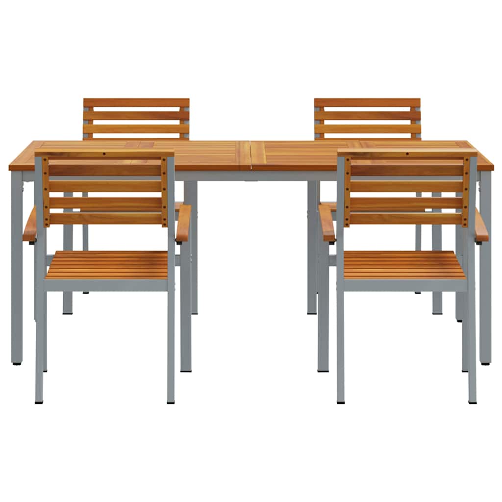 Garden Dining Set 5 pcs Grey and brown 180 x 90 x 75 cm