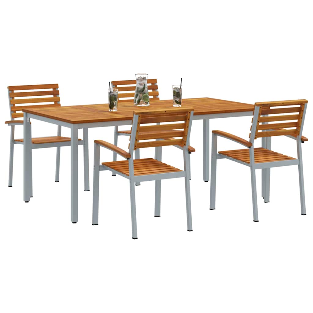 Garden Dining Set 5 pcs Grey and brown 180 x 90 x 75 cm
