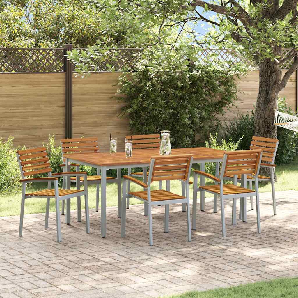 Garden Dining Set 7 pcs Grey and brown