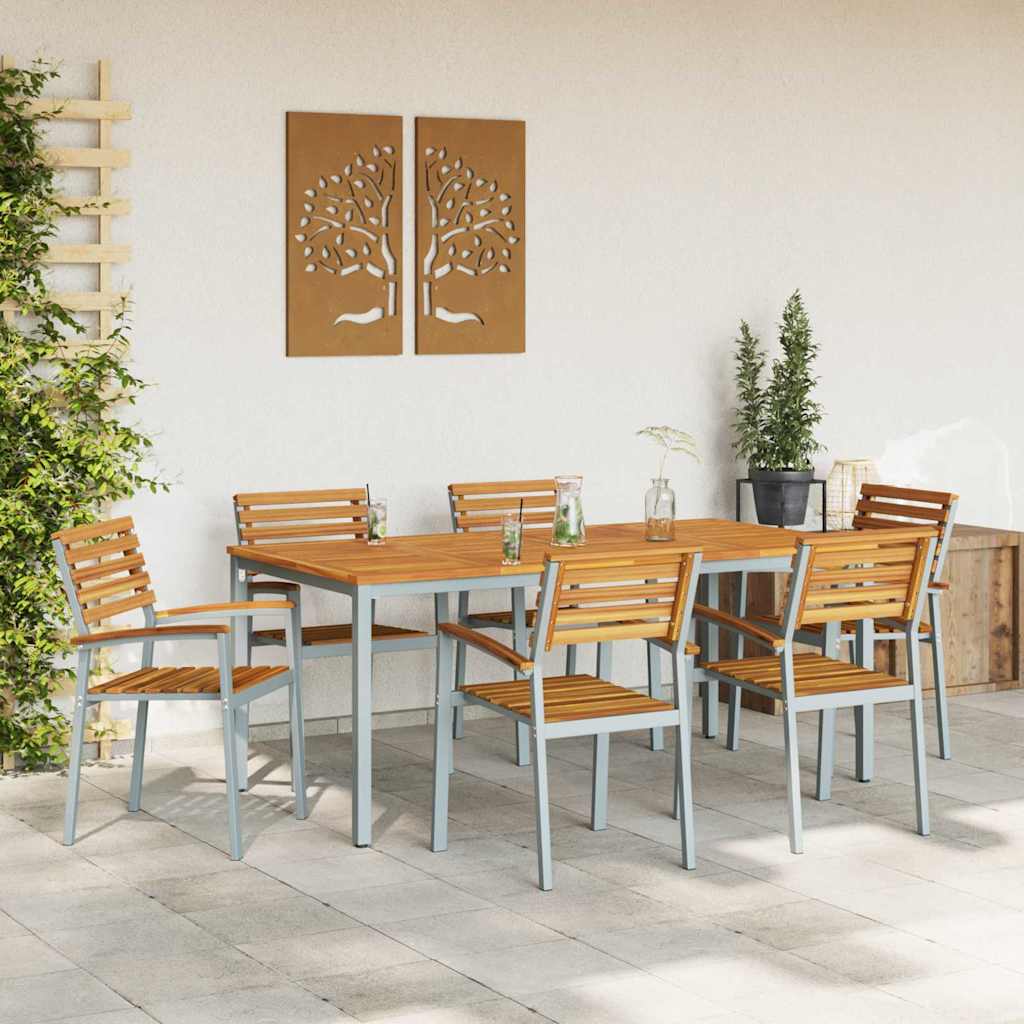 Garden Dining Set 7 pcs Grey and brown