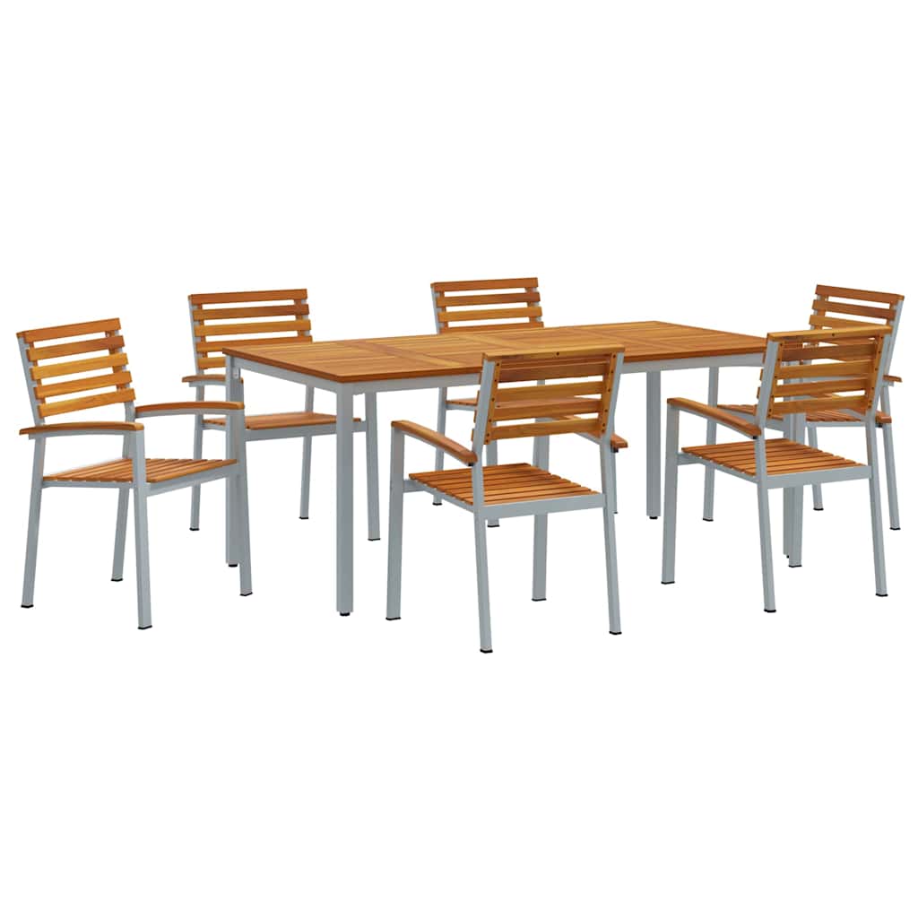 Garden Dining Set 7 pcs Grey and brown